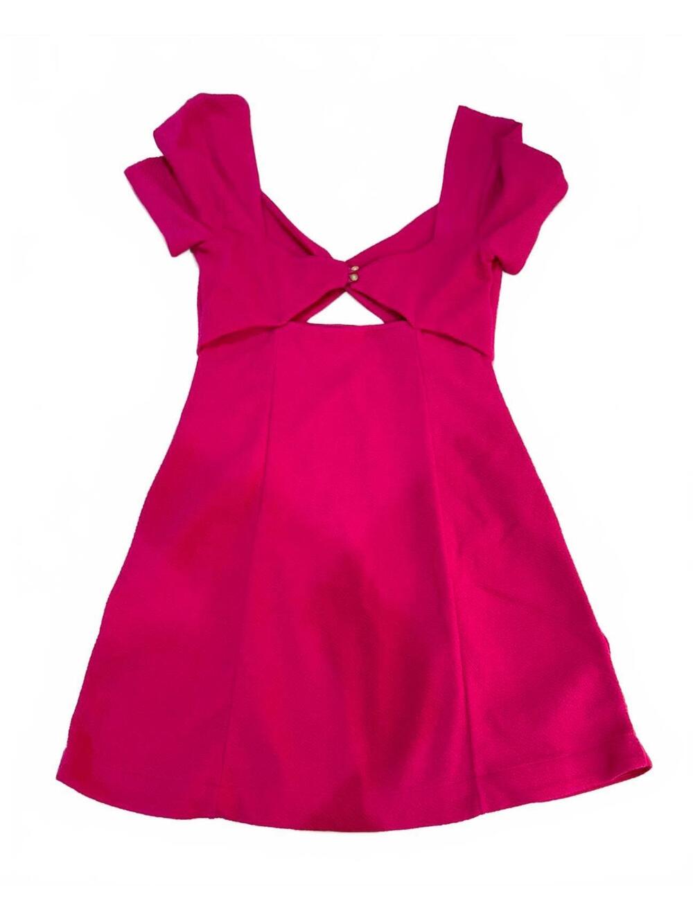 Anthropologie Maeve Pink Cut Out Textured Mini Dress Small Open Back Knit - Picture 4 of 8
